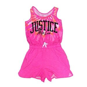 Justice Pink and Orange Tie-Dye Romper. Summer Beach Vacation Fun